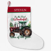 Petite Chaussette De Noël Nom du tracteur d'aquarelle de Noël (Devant)