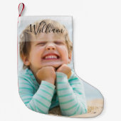 Petite Chaussette De Noël Nom et photo personnalisés (Devant)
