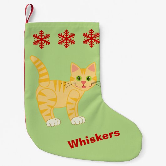 Petite Chaussette De Noël Nom fait sur commande facultatif de Kitty de chat (Devant)
