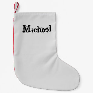 Petite Chaussette De Noël Nom monogramme moderne minimaliste noir gris