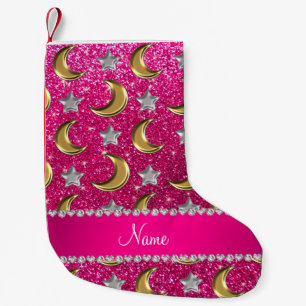 Petite Chaussette De Noël Nom neon rose chaud parties scintillant or lunes a