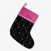 Petite Chaussette De Noël Nom noir rainbow notes (Devant (Accrochage))