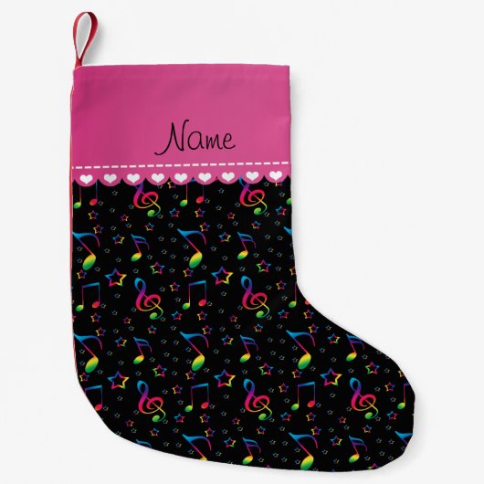 Petite Chaussette De Noël Nom noir rainbow notes (Devant)