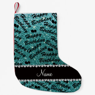 Petite Chaussette De Noël Nom parties scintillant turquoise heureux ballon d