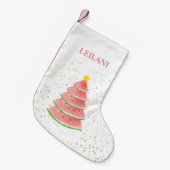 Petite Chaussette De Noël Nom personnalisé Arbre de pastèque (Devant (Accrochage))