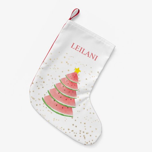 Petite Chaussette De Noël Nom personnalisé Arbre de pastèque (Devant (Accrochage))