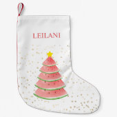 Petite Chaussette De Noël Nom personnalisé Arbre de pastèque (Devant)