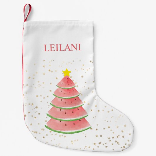 Petite Chaussette De Noël Nom personnalisé Arbre de pastèque (Devant)