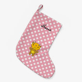 Petite Chaussette De Noël Nom personnalisé bébé girafe pois roses (Devant (Accrochage))