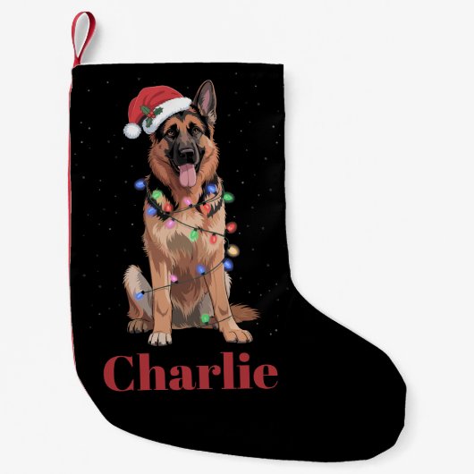Petite Chaussette De Noël Nom personnalisé berger allemand chien de Noël (Devant)