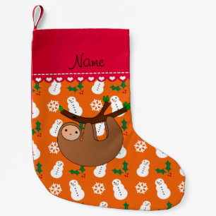 Petite Chaussette De Noël Nom personnalisé bonhomme de neige orange paresseu