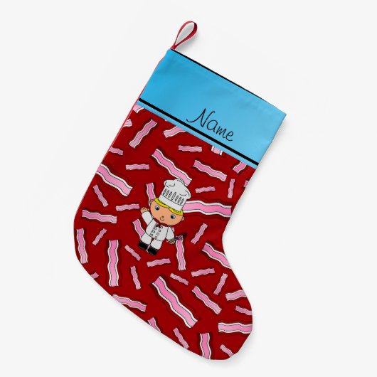 Petite Chaussette De Noël Nom personnalisé chef bacon rouge (Devant (Accrochage))