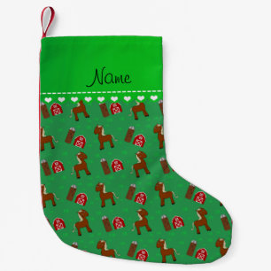 Petite Chaussette De Noël Nom personnalisé chevaux verts grange herbe
