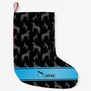 Petite Chaussette De Noël Nom personnalisé Chiens Mastiff noirs