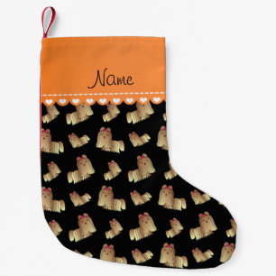 Petite Chaussette De Noël Nom personnalisé Chiens tzu shih noir