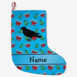 Petite Chaussette De Noël Nom personnalisé corneille bleu sucres de canne ar