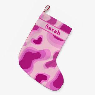 Petite Chaussette De Noël Nom personnalisé Couleur rose pâle Joyeux Noël