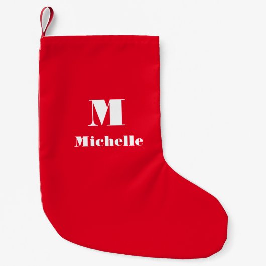Petite Chaussette De Noël Nom personnalisé Couleur solide initiale (Devant)