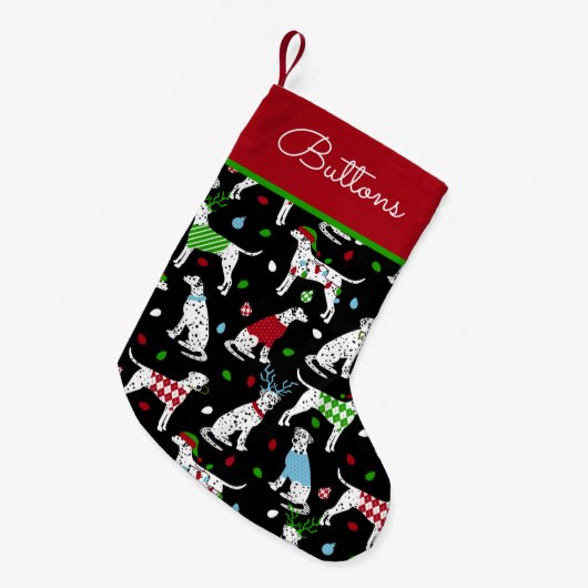 Petite Chaussette De Noël Nom personnalisé dalmate de Noël (Devant (Accrochage))