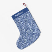 Petite Chaussette De Noël Nom personnalisé Damask Pattern Bas de Noël (Dos (Accrochage))
