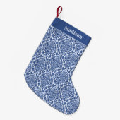 Petite Chaussette De Noël Nom personnalisé Damask Pattern Bas de Noël (Devant (Accrochage))