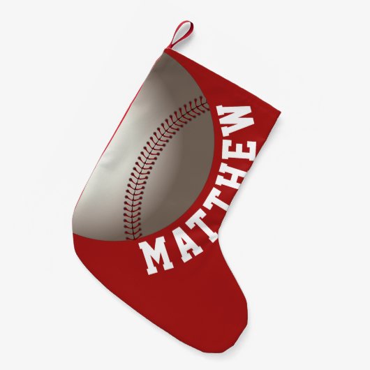 Petite Chaussette De Noël Nom personnalisé de Noël de baseball (Devant (Accrochage))