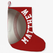Petite Chaussette De Noël Nom personnalisé de Noël de baseball (Devant)