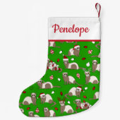 Petite Chaussette De Noël Nom personnalisé du Ferret de Noël (Dos)