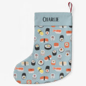 Petite Chaussette De Noël Nom personnalisé du Sushi (Dos)