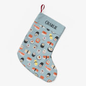 Petite Chaussette De Noël Nom personnalisé du Sushi (Devant (Accrochage))