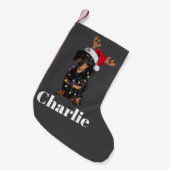 Petite Chaussette De Noël Nom personnalisé Feux de Chien de Noël Dachshund (Devant (Accrochage))