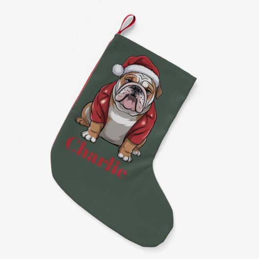 Petite Chaussette De Noël Nom personnalisé Français Bulldog Chien Noël (Devant (Accrochage))