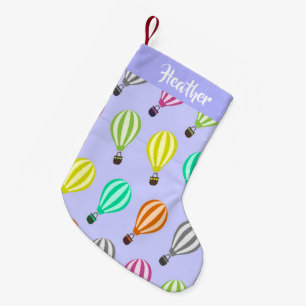 Petite Chaussette De Noël Nom personnalisé hot air bulle bleu