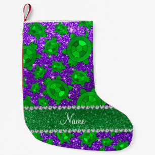 Petite Chaussette De Noël Nom personnalisé indigo parties scintillant violet