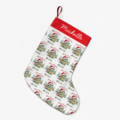 Petite Chaussette De Noël Nom personnalisé Joyeuse tortue de Noël à Père Noë (Devant (Accrochage))