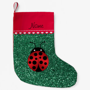 Petite Chaussette De Noël Nom personnalisé ladybug ment parties scintillant 