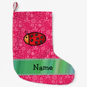 Petite Chaussette De Noël Nom personnalisé ladybug rose motif floral