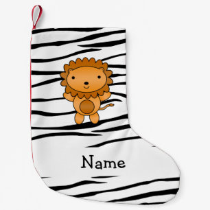 Petite Chaussette De Noël Nom personnalisé lion zèbre rayures