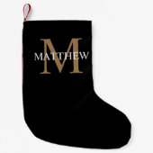 Petite Chaussette De Noël Nom personnalisé Monogramme noir (Devant)