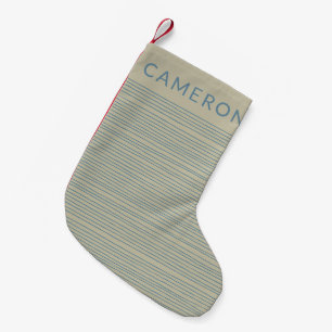 Petite Chaussette De Noël Nom personnalisé Motif de lignes abstraites bleues