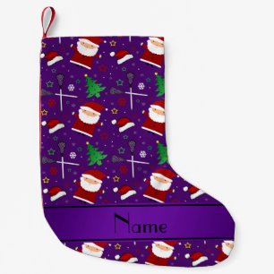 Petite Chaussette De Noël Nom personnalisé motif de noël de crosse violette