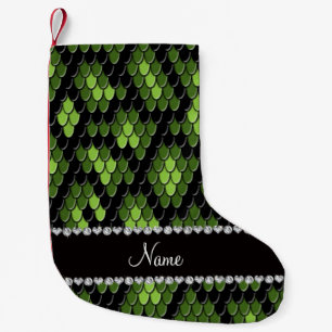 Petite Chaussette De Noël Nom personnalisé motif de peau de serpent vert