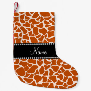 Petite Chaussette De Noël Nom personnalisé motif girafe orange