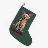 Petite Chaussette De Noël Nom personnalisé Noël Golden Retriever Chien de No (Devant (Accrochage))