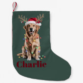 Petite Chaussette De Noël Nom personnalisé Noël Golden Retriever Chien de No (Devant)