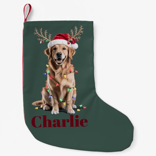 Petite Chaussette De Noël Nom personnalisé Noël Golden Retriever Chien de No (Devant)