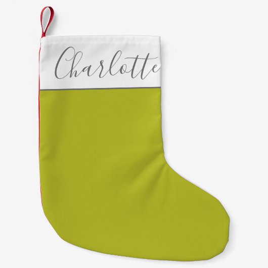 Petite Chaussette De Noël Nom personnalisé Noël Moderne Rétro Vert (Devant)