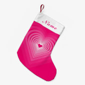 Petite Chaussette De Noël Nom personnalisé Noël Stocking avec Coeurs roses (Devant (Accrochage))