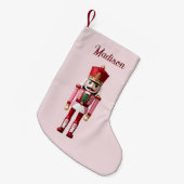 Petite Chaussette De Noël Nom personnalisé Nutcracker rose rouge Noël (Devant (Accrochage))