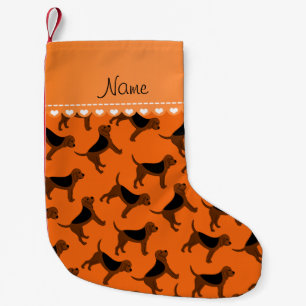 Petite Chaussette De Noël Nom personnalisé orange sang chien